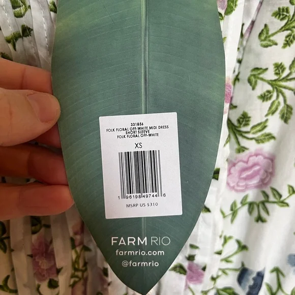 Farm Rio Folk Floral Lace Midi Dress White Sz extra small - Picture 12 of 16